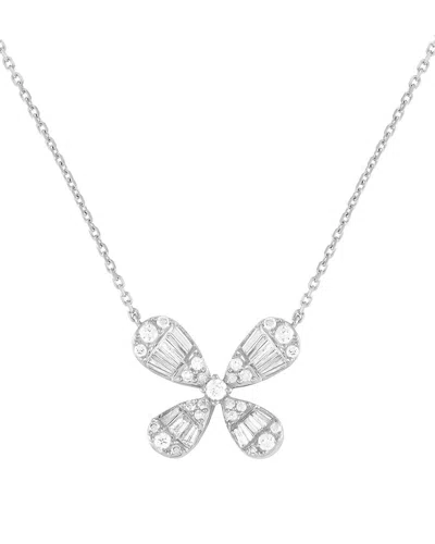 Diamond Select Cuts 14k 0.75 Ct. Tw. Diamond Flower Necklace In Neutral