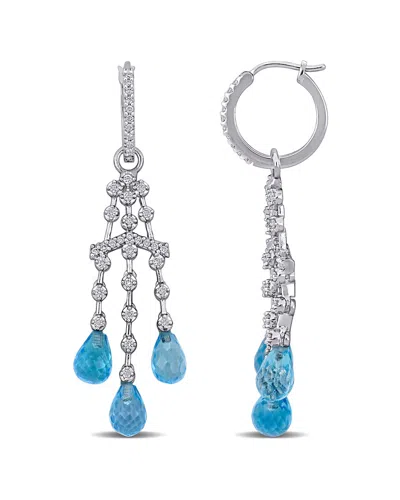 Diamond Select Cuts 14k 10.15 Ct. Tw. Diamond & Sky Blue Topaz Earrings