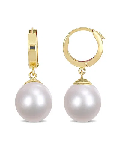 Diamond Select Cuts 14k 11-12mm Pearl Huggie Earrings In Burgundy