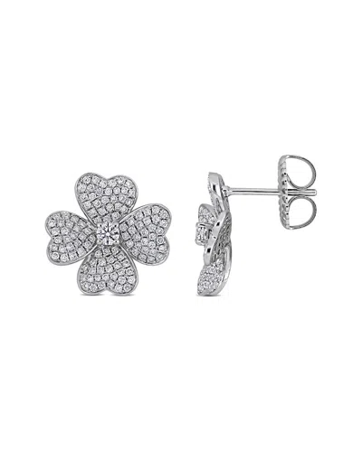 Diamond Select Cuts 14k 1.14 Ct. Tw. Diamond Leaf Earrings In Silver