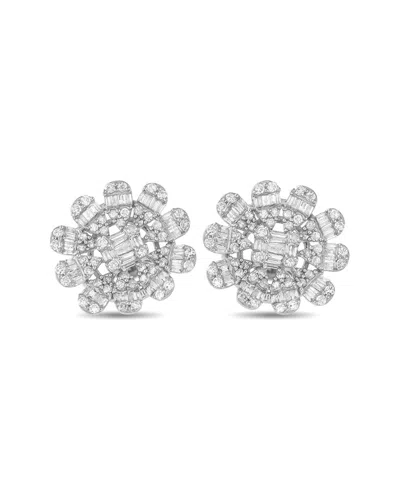 Diamond Select Cuts 14k 1.50 Ct. Tw. Diamond Flower Earrings In Metallic