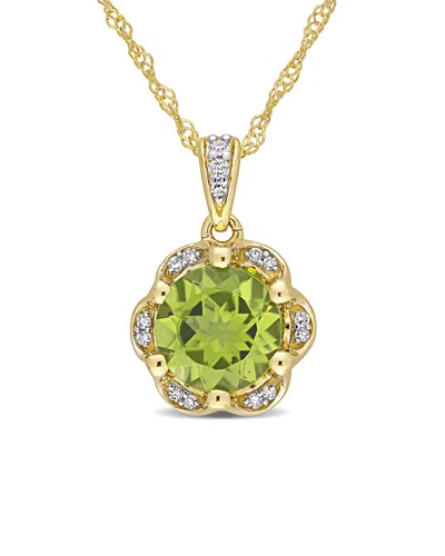 DIAMOND SELECT CUTS 14K 1.58 CT. TW. DIAMOND PERIDOT PENDANT NECKLACE