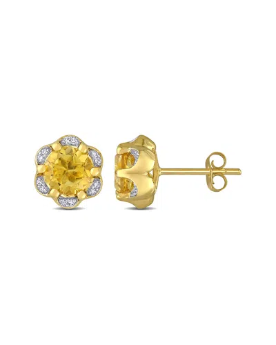 Diamond Select Cuts 14k 1.59 Ct. Tw. Diamond Citrine Studs