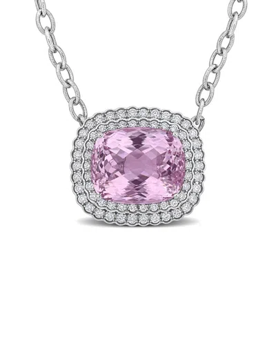 Diamond Select Cuts 14k 41.98 Ct. Tw. Diamond & Kunzite Pendant In Silver