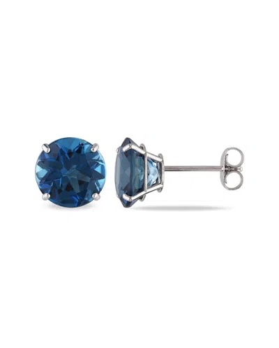 Diamond Select Cuts 14k 4.58 Ct. Tw. London Blue Topaz Earrings In Silver