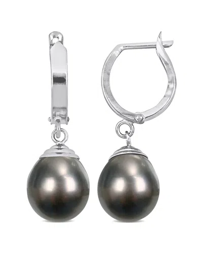 Diamond Select Cuts 14k 9-10mm Pearl Huggie Earrings In Black