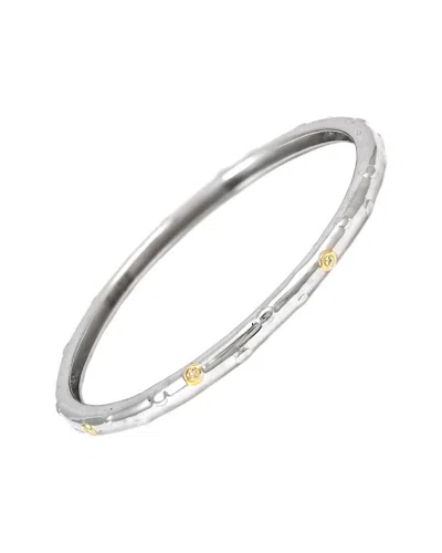 Diamond Select Cuts 14k & Silver 0.03 Ct. Tw. Diamond Bangle Bracelet In Metallic