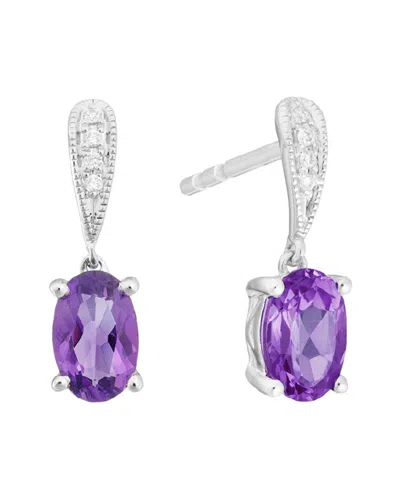 Diamond Select Cuts 14k Diamond .02 Ct. & .76 Ct. Amethyst Earrings In Multi