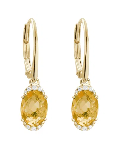 Diamond Select Cuts 14k Diamond .05 Ct. & 2.02 Ct. Citrine Earrings