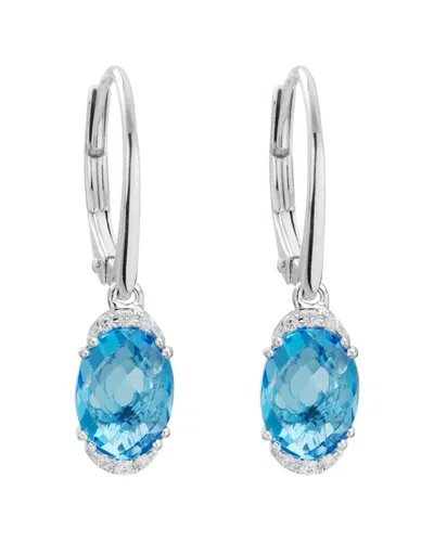 Diamond Select Cuts 14k Diamond .05 Ct. & 3.42 Ct. Blue Topaz Earrings