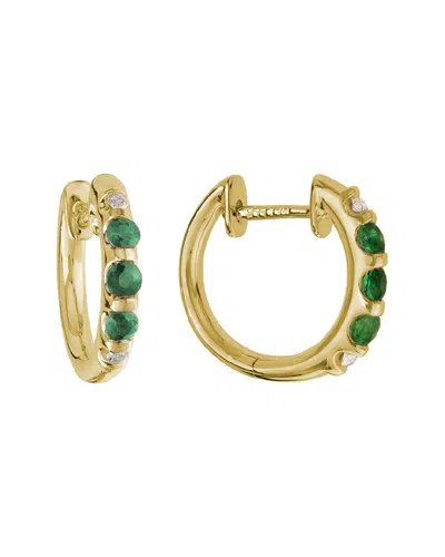 Diamond Select Cuts 14k 0.44 Ct. Tw. Diamond & Emerald Earrings In Transparent