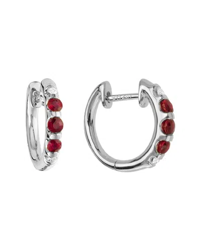 Diamond Select Cuts 14k 0.48 Ct. Tw. Diamond & Ruby Earrings In Transparent