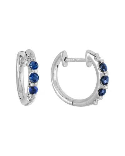 Diamond Select Cuts 14k 0.44 Ct. Tw. Diamond & Blue Sapphire Earrings In Silver