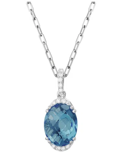 Diamond Select Cuts 14k Diamond .06 Ct. & 3.20 Ct. London Blue Topaz Necklace