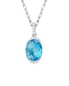 Diamond Select Cuts 14k Diamond .06 Ct. & 3.35 Ct. Blue Topaz Necklace