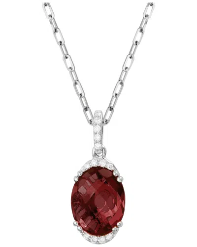 Diamond Select Cuts 14k Diamond .06 Ct. & 3.95 Ct. Garnet Necklace