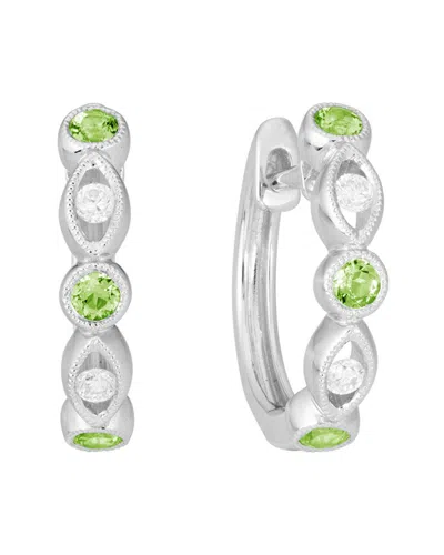 Diamond Select Cuts 14k Diamond .08 Ct. & .24 Ct. Peridot Earrings In Silver