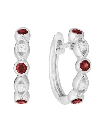 Diamond Select Cuts 14k 0.35 Ct. Tw. Diamond & Ruby Earrings In Metallic