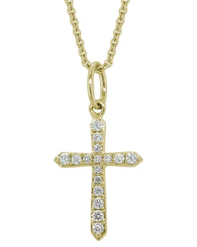 Diamond Select Cuts 14k Diamond .08 Ct. Cross Necklace In Transparent