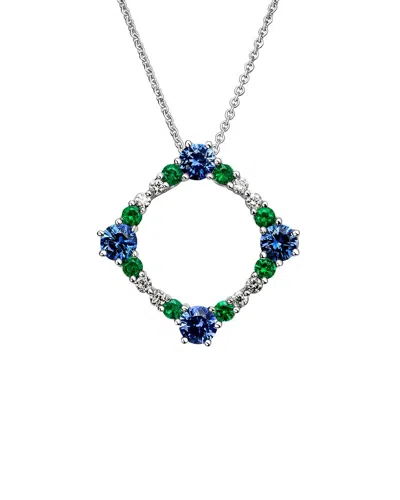 Diamond Select Cuts 14k Diamond .10 Ct. & .71 Ct. Sapphire & .21 Ct. Emerald Necklace