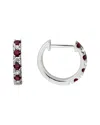 Diamond Select Cuts 14k Diamond .11 Ct. & .35 Ct. Ruby Earrings In Silver