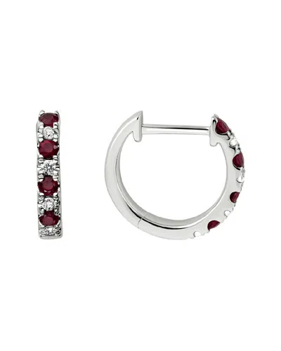 DIAMOND SELECT CUTS 14K DIAMOND .11 CT. & .35 CT. RUBY EARRINGS