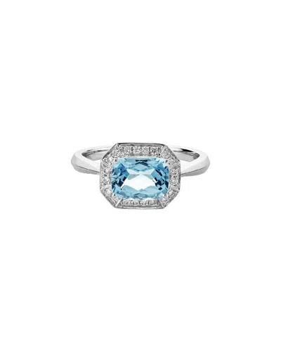 Diamond Select Cuts 14k Diamond .14 Ct. & 1.30 Ct Aquamarine Ring