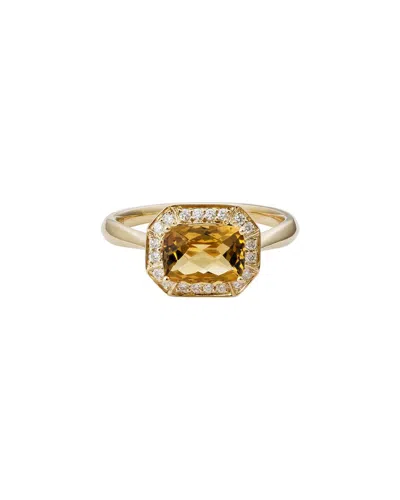 Diamond Select Cuts 14k Diamond .14 Ct. & 1.50 Ct. Citrine Ring In Gold