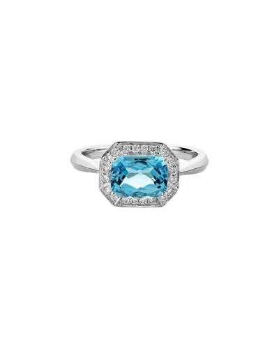 Diamond Select Cuts 14k Diamond .14 Ct. & 1.90 Ct Blue Topaz Ring