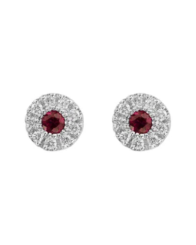 DIAMOND SELECT CUTS 14K DIAMOND .15 CT. & .14 CT. RUBY EARRINGS