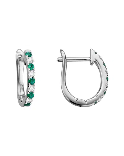 Diamond Select Cuts 14k 0.44 Ct. Tw. Diamond & Emerald Earrings In Metallic