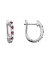 Diamond Select Cuts 14k Diamond .15 Ct. & .24 Ct. Ruby Earrings In Metallic