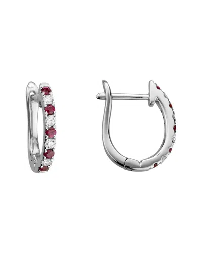 DIAMOND SELECT CUTS 14K DIAMOND .15 CT. & .24 CT. RUBY EARRINGS