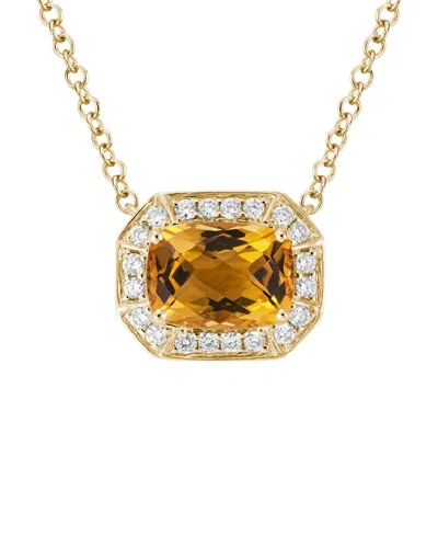 Diamond Select Cuts 14k Diamond .16 Ct. & 1.42 Ct. Citrine Necklace