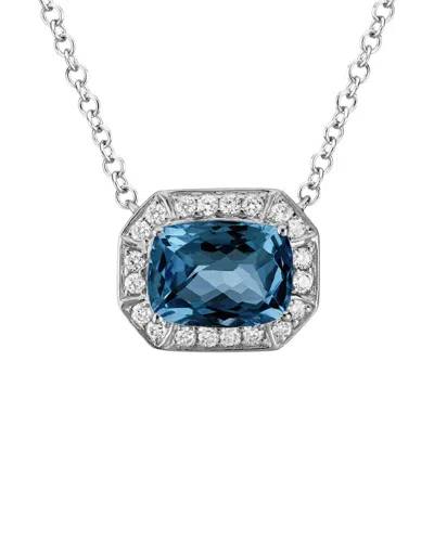 Diamond Select Cuts 14k Diamond .16 Ct. & 1.69 Ct.london Blue Topaz Necklace