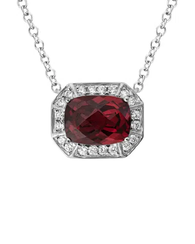 Diamond Select Cuts 14k Diamond .16 Ct. & 1.85 Ct.garnet Necklace