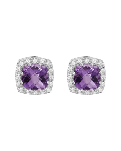 Diamond Select Cuts 14k Diamond .16 Ct. & 2.2 Ct. Amethyst Earrings