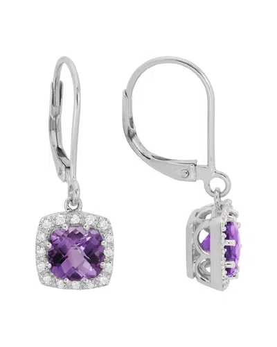 Diamond Select Cuts 14k Diamond .16 Ct. & 2.2 Ct. Amethyst Earrings