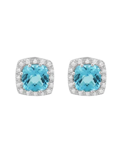 Diamond Select Cuts 14k Diamond .16 Ct. & 2.2 Ct. Blue Topaz Earrings