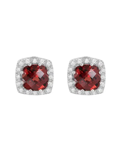 DIAMOND SELECT CUTS 14K DIAMOND .16 CT. & 2.6 CT. GARNET EARRINGS