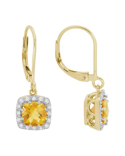 Diamond Select Cuts 14k Diamond .16 Ct. & Citrine Earrings