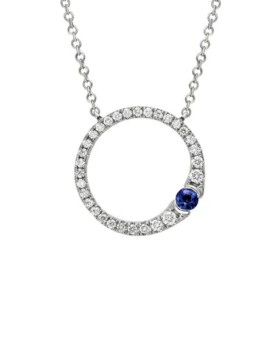 Diamond Select Cuts 14k Diamond .20 Ct. & .10 Ct. Blue Sapphire Necklace