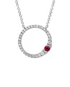 Diamond Select Cuts 14k Diamond .20 Ct. & .10 Ct Ruby Necklace In Silver