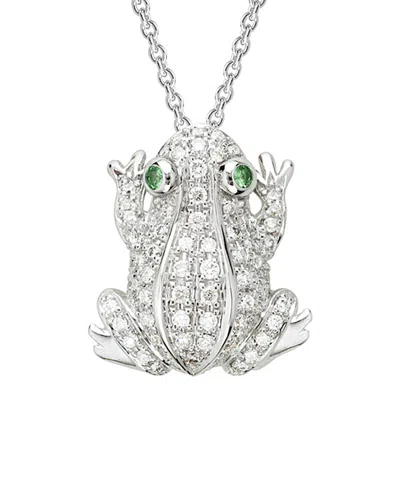 Diamond Select Cuts 14k Diamond .24 Ct & .02 Tsavorite Necklace In Metallic