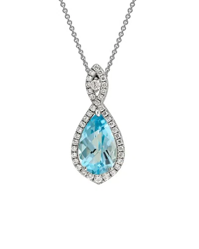 Diamond Select Cuts 14k Diamond .25 Ct. & 2.60 Ct. Blue Topaz Necklace
