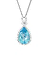 Diamond Select Cuts 14k Diamond .26 & 4.9 Ct. Blue Topaz Necklace