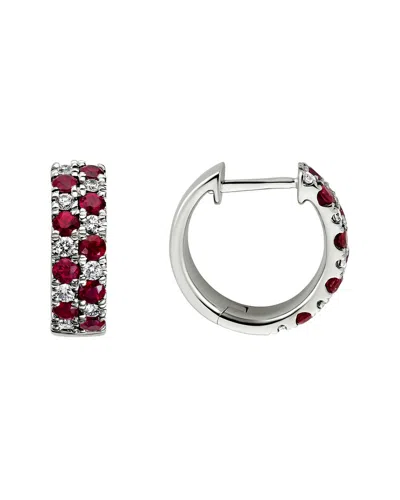 DIAMOND SELECT CUTS 14K DIAMOND .26 CT. & .96 CT. RUBY EARRINGS