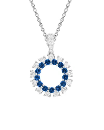 Diamond Select Cuts 14k Diamond .27 Ct. & .26 Ct. Blue Sapphire Necklace