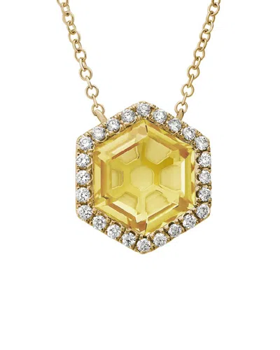 Diamond Select Cuts 14k 3.86 Ct. Tw. Diamond & Citrine Necklace In Transparent