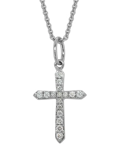 Diamond Select Cuts 14k Diamond Cross Necklace 0.08 Ct. In Transparent